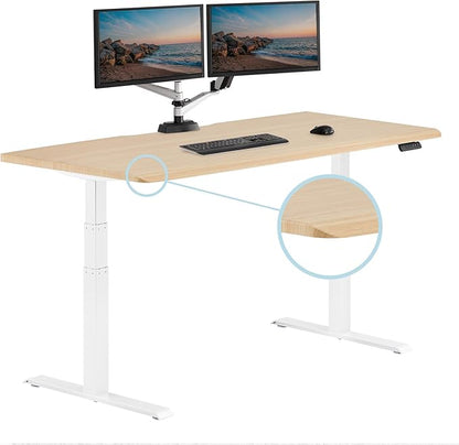 Vari ComfortEdge 72x30 Inch Electric Standing Desk – Height Adjustable Large Office Sit Stand VariDesk with Sloped Edge, Memory Presets, 180 LB Capacity + Tool-Free Assembly (Light Wood)