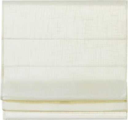 Madison Park Kyler Cordless Roman Shades - Single Panel, Lightweight Linen Blend Fabric, Natural Design, Easy Installation, Light Filtering Window Blind, Bedroom, Living Room Decor 29"W x 64"H Ivory