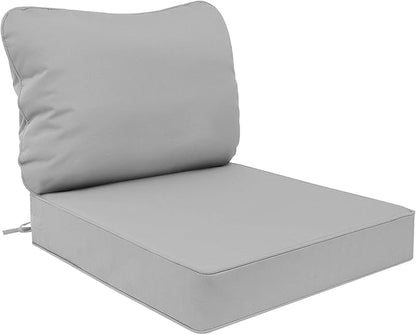 AAAAAcessories Outdoor Deep Seat Cushions, Waterproof, Fade-Resistant Patio Furniture Replacement Cushions, 25.5" x 25.5" x 5" + 25.5" x 19", Gray