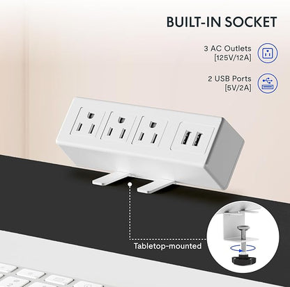 FLEXISPOT EN2 Whole-Piece Standing Desk with Clamp Power Strip, 48 x 30 Electric Stand Up Height Adjustable Desk with Cable Management (White Frame + 48" White Desktop, 2 Packages)