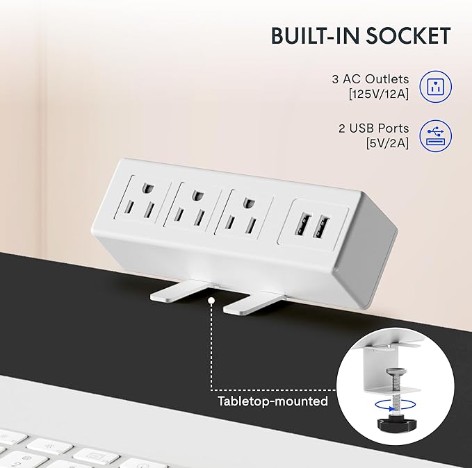 FLEXISPOT EN2 Whole-Piece Standing Desk with Clamp Power Strip, 48 x 24 Electric Stand Up Height Adjustable Desk with Cable Management (White Frame + 48" Maple Top)