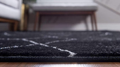 Unique Loom Trellis Frieze Collection Area Rug - Geometric (8' Round, Black/ Ivory)
