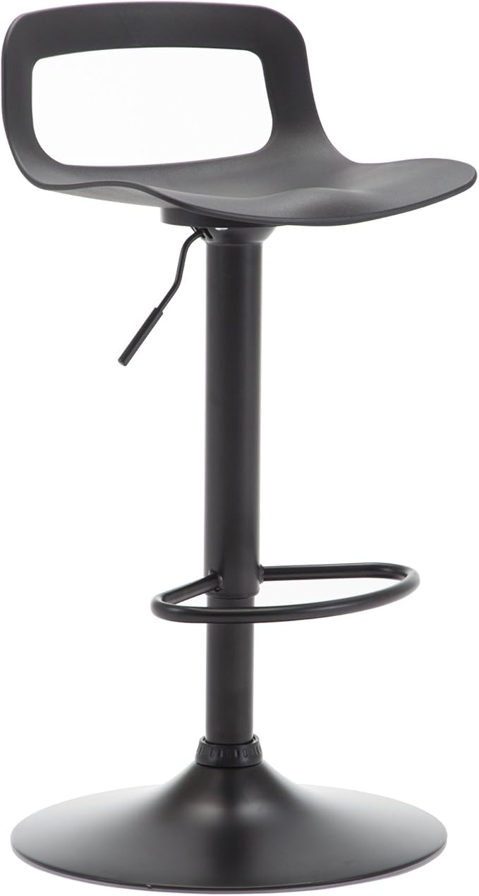 NOBPEINT Contemporary Chrome Air Lift Adjustable Swivel Bar Stool, Set of 2, Black