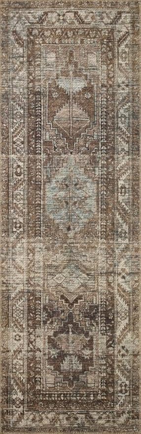 Loloi Amber Lewis Billie Collection, Clay & Sage 2'-6" x 12'-0" Area Rug – Antique & Distressed Accent Rugs for Living Room, Bedroom, Entryway & Hallway, No Shed High Traffic Area Home Decor Rug