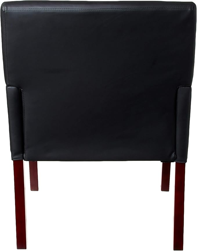 Boss Office Products Reception Box Arm Chair with Mahogany Finish in Black (B629M)