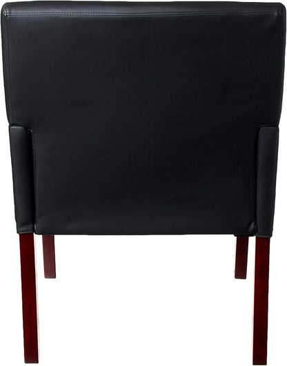 Boss Office Products Reception Box Arm Chair with Mahogany Finish in Black (B629M)