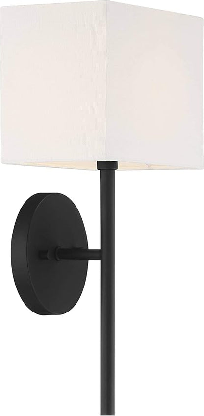 Possini Euro Design Favreau Modern Wall Sconce Lighting Black Hardwired 16 1/4" High Fixture Rectangular Linen Fabric Shade for Bedroom Bedside Living Room Home Hallway Dining Kitchen