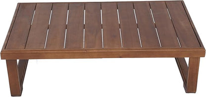 Christopher Knight Home Olaf 4 Pieces Outdoor Conversation Set, Acacia Wood Chat Set, Rectangular Coffee Table and Patio Loveseat with 2 Club Chairs, Patio Furniture Set with Cushion, Beige+Mocha