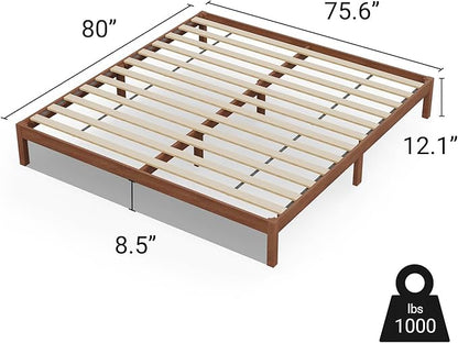 LIFEMENT Classic Wood Platform Bed Frame, Essential, Noise Free, Under Bed Storage, No Box Spring Needed, Easy Assembly (Cherry, King (U.S. Standard))
