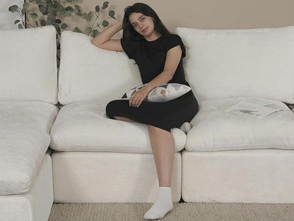 EASE MOOSE Oversized Sectional Cloud Couch-8-Seat, Corner V-Shaped Deep-Seat Modular Boneless Sofa, No-Assembly Chenille Sofa for Living Room, White