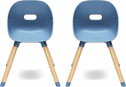 Lalo The Play Chair - Wooden & Non-Toxic Plastic Toddler Chair - Sturdy Bucket Seat, Easy to Clean, Up to 200 lb. Weight Capacity, Set of 2 - Blueberry