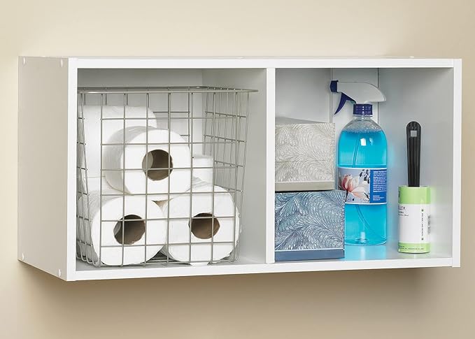 ClosetMaid Cubeicals 2 Cube Storage Shelf Organizer Bookshelf, Stackable or Hanging Wall Mount, Easy Assembly, White Wood Finish