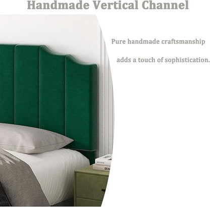 King Size Headboard Only, Velvet Wall Mounted Headboard King for Adjustable Bed Modern Upholstered Head Board Easy Assembly, Jade Green