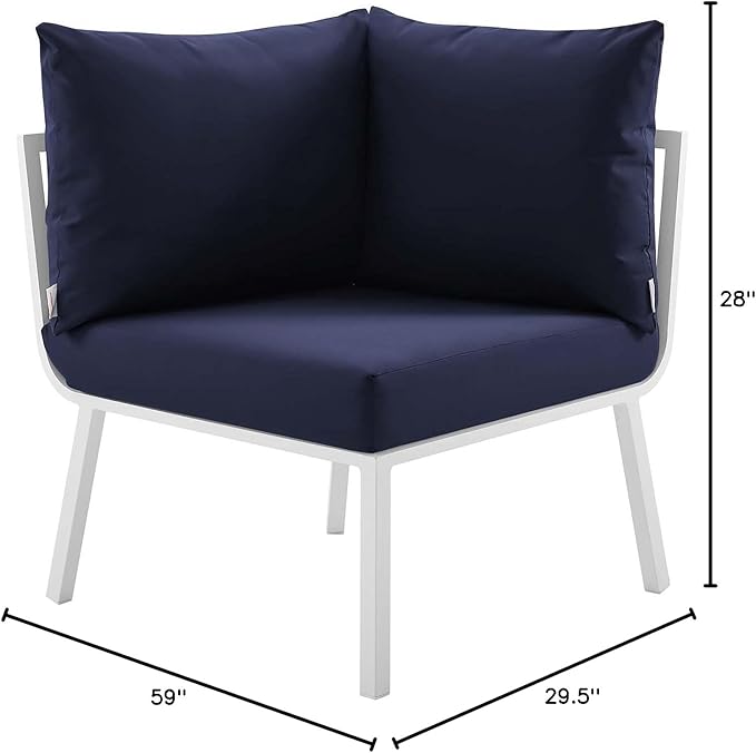 Modway Riverside Outdoor Furniture, 2-Piece Set, White Navy