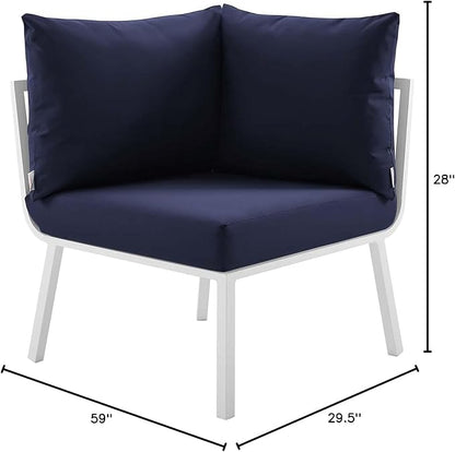 Modway Riverside Outdoor Furniture, 2-Piece Set, White Navy