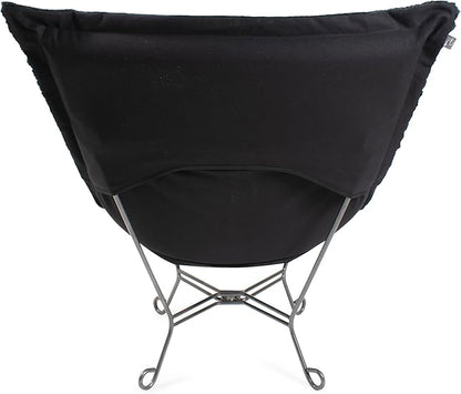 Howard Elliott Scroll Puff Rocker Seating Chair With Cover, Multipurpose Alternate Seating Butterfly Chair with Titanium Frame, Patio Furniture for Camping, Home, Indoor & Outdoor, Bella Moss