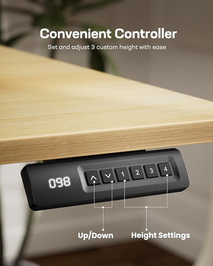 Marsail Electric Standing Desk – 48×24 Inch Adjustable Height Desk for Home & Office, Equipped with 4 Memory Presets, Headphone Hook & Cable Organizer, Rustic Brown Finish