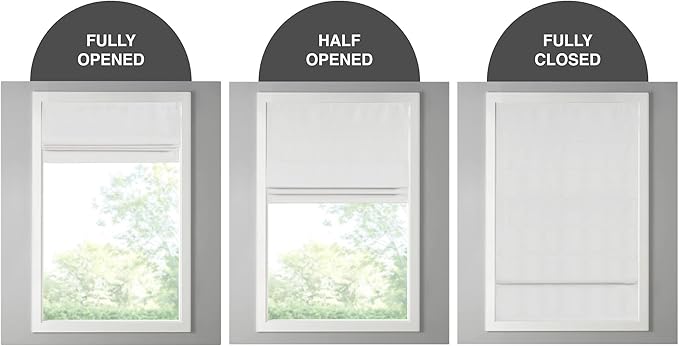 Madison Park Galen Cordless Roman Shade, 35W x 64"H, Sheen White – Room Darkening, Thermal Insulated, Energy Efficient Window Blind with Subtle Sheen Basketweave Fabric for Privacy