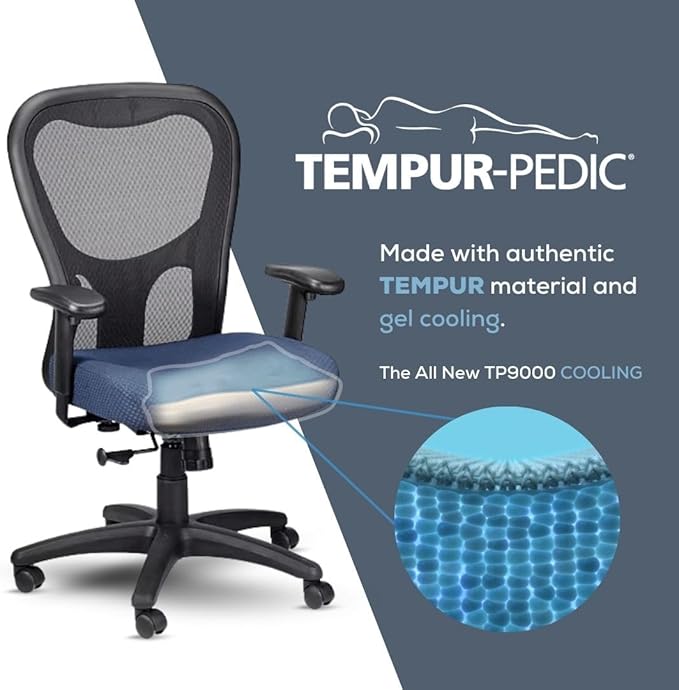 Tempur-Pedic TP9000C Mesh Swivel Task Chair with Tempur Material, Cooling Gel Layer, Adjustable Armrests, and Lumbar Support, Burgundy