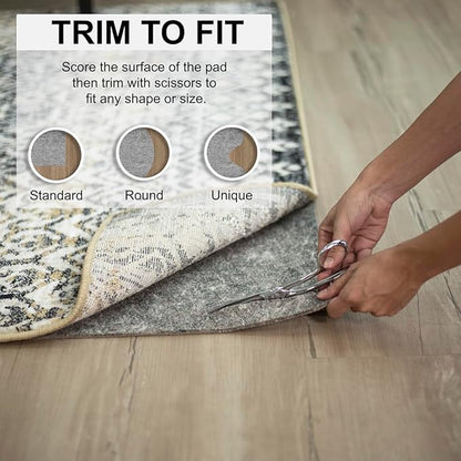 Mohawk Home 3' x 12' Non Slip Grip Rug Pad 3/8" Thick Dual Surface Felt Cushion + Rubber Gripper - Safe for All Floors