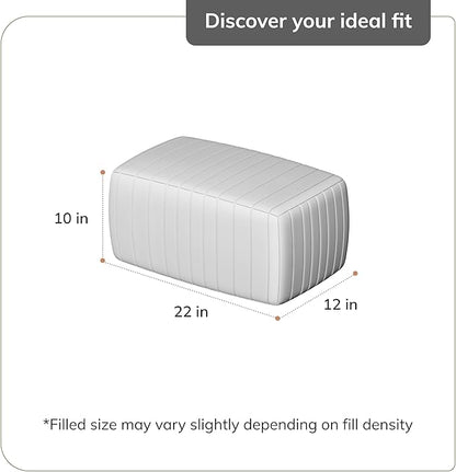 Anji Mountain 100% Handmade & Handcrafted Comfortable Home Décor Pouf Ottoman Footrest for Living Room, Bedroom, Nursery, Kidsroom, Patio Furniture - (22" x 12" x 10" - Cream)