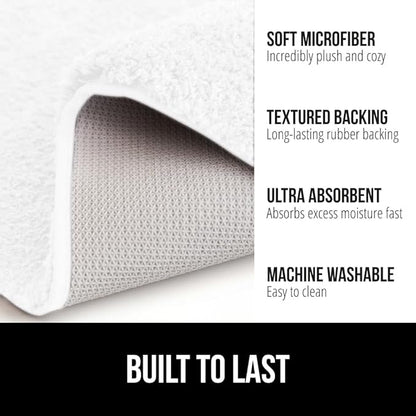 GORILLA GRIP Bathroom Rugs, 36x24, Ultra Soft Absorbent Mat, Thick Plush Bath Rug, Machine Washable, Microfiber Quick Dry, Mats for Shower, Bathtub and Floor, Home Decor Accessories, White