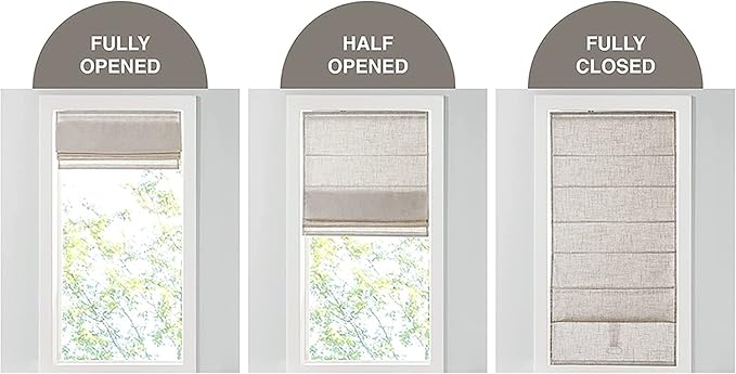 Madison Park Kyler Cordless Roman Shades - Single Panel, Lightweight Linen Blend Fabric, Natural Design, Easy Installation, Light Filtering Window Blind, Bedroom, Living Room Decor 29" W x 64" H Grey