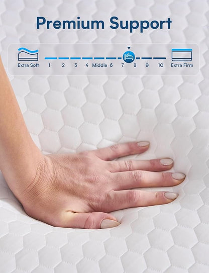 California King Mattress Firm, 12 Inch Cooling Gel Memory Foam Mattress, Back Pain Relief, Cooling Ice Silk Cover, Bed Mattress in Box, CertiPUR-US Certified