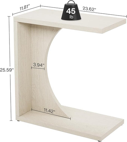 Tribesigns C-Shaped End Table for Couch, Sofa Side Table, C Table for Small Space, Living Room, Bedroom (1, Beige)
