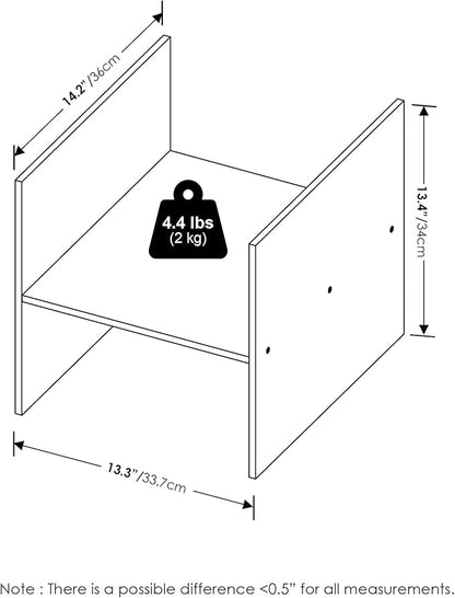 Furinno Cubicle Cube Insert, H-Shelf Cube Organizer, Fits into Extra Thick Cubes, for Organizers and Storage, White (Does not fit IKEA Kallax Shelving)