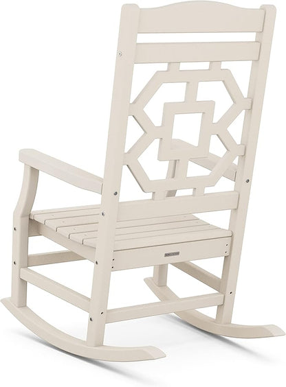 Martha Stewart by POLYWOOD® Chinoiserie Rocking Chair in Sand