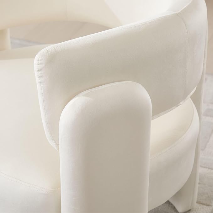 Set of 2 Accent Chairs with Arms, Upholstered Barrel Armchair with Curved Back, Comfy Single Side Chair for Reading, Living Room, Home Office, Beige