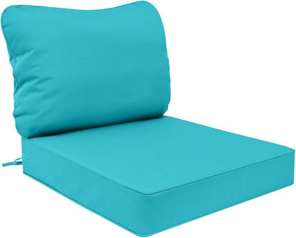 AAAAAcessories Outdoor Deep Seat Cushions, Waterproof, Fade-Resistant Patio Furniture Replacement Cushions, 24" x 24" x 5", Turquoise Blue