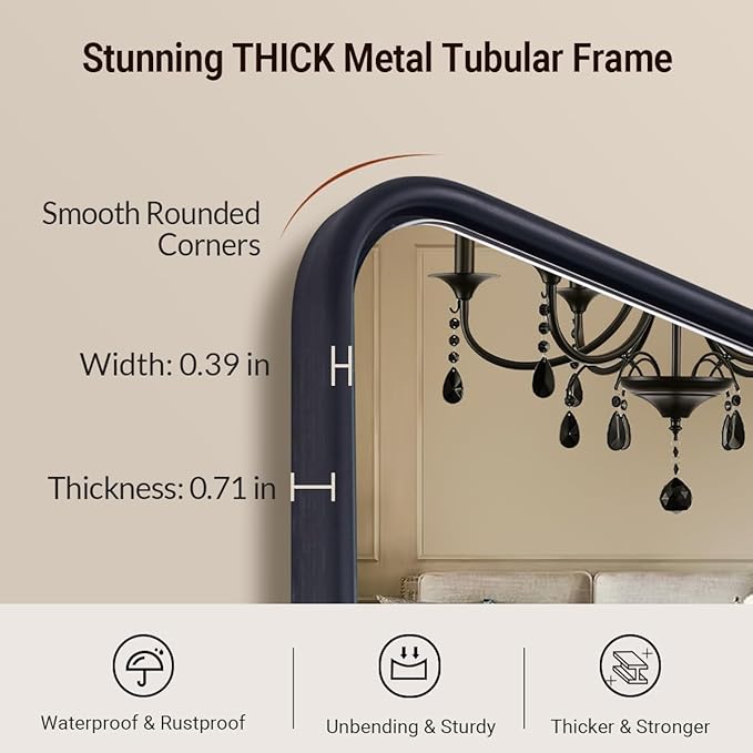 ANDY STAR Black Bathroom Mirror for Wall, 24x36 Inch Rounded Rectangle Mirror for Bathroom, Modern Tube Metal Framed Rectangular Mirror for Vanity, Explosion-Proof Film, Vertically/Horizontally