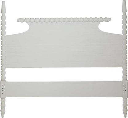 OSP Home Furnishings Spindle Design Cottage Style Headboard, 63.5 x 58.75 inches, Sandcastle Antique White Finish, Queen Size