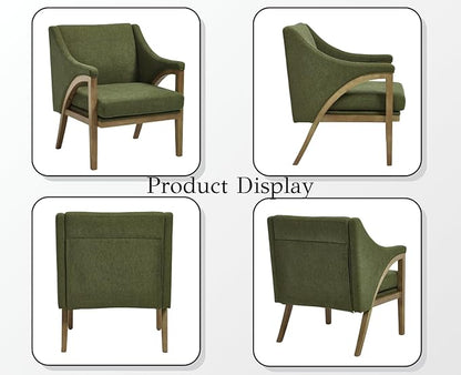 EALSON Modern Accent Chairs Set of 2 Comfy Living Room Chairs with Wooden Frame and Armrest Mid Century Upholstered Fabric Reading Lounge Armchairs for Living Room/Bedroom/Balcony, Chenille Green