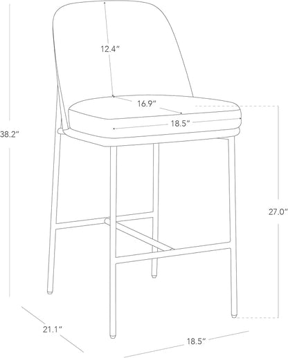 CHITA Counter Height Bar Stools Set of 2, FSC Certified Metal Barstools for Kitchen Island, 27" H Seat Height, Fabric, Light Grey (Multi-Colored)