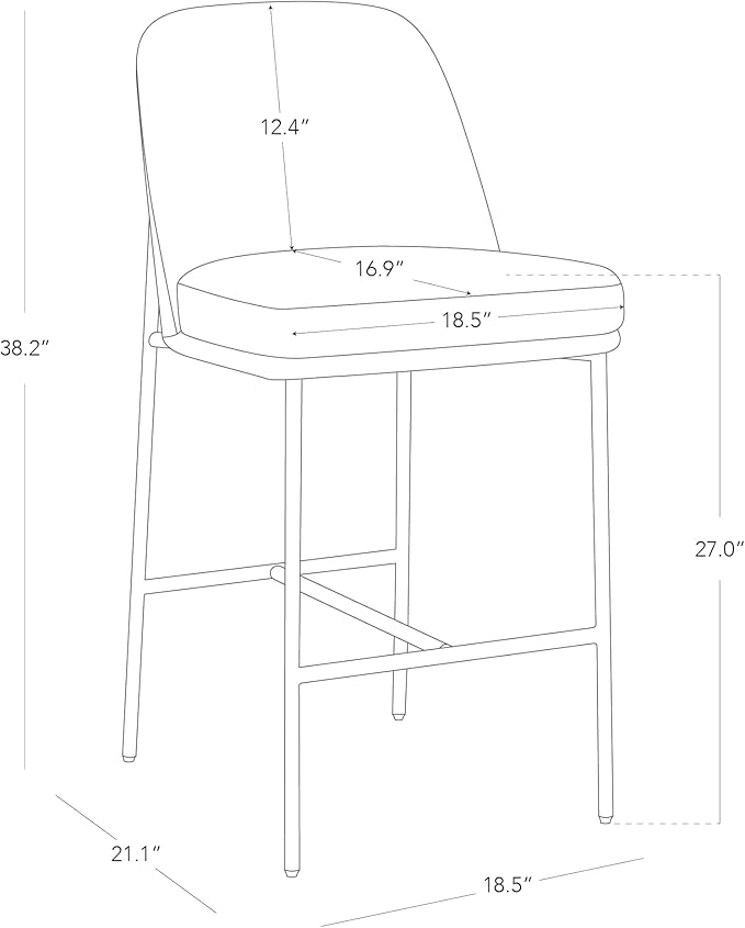 CHITA Counter Height Bar Stools Set of 2, FSC Certified Metal Barstools for Kitchen Island, 27" H Seat Height, Fabric, Grey (Multi-Colored)