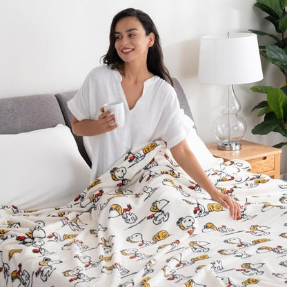 Berkshire Blanket Peanuts® VelvetLoft® Cute Character Snoopy Plush Blanket,The Flying Ace,Full/Queen 90 in x 90 in (Official Peanuts® Product)