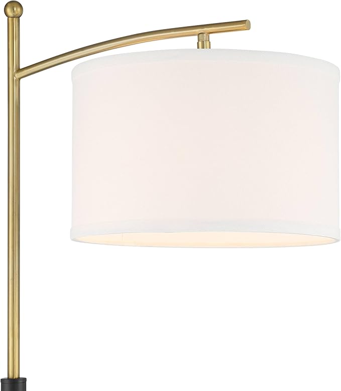 Possini Euro Design Burbank Modern 64" Tall Standing Floor Lamps Set of 2 Lights Task Downbridge Black Gold Metal Brass Finish Living Room Bedroom House Reading Office Home Decor White Shade