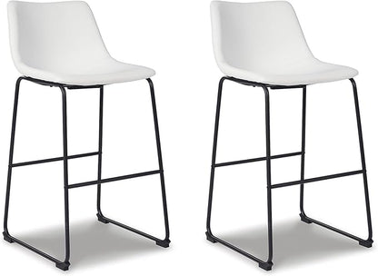 Signature Design by Ashley Centiar Urban Industrial 28.75" Pub Height Bucket Seat Barstool, 2 Count, White