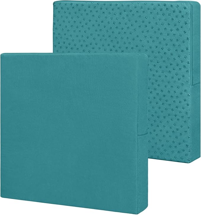 Easy-Going Waterproof Patio Cushion Covers 27x25x5 inch 2 Pack Replacement Non-Slip Outdoor Seat Cushion Slipcover with Zipper. Teal