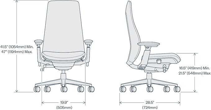 Haworth Fern Ergonomic Office Chair – Stylish and Innovative Desk Chair with Digital Knit Finish - Without Lumbar Support (Charcoal Black)