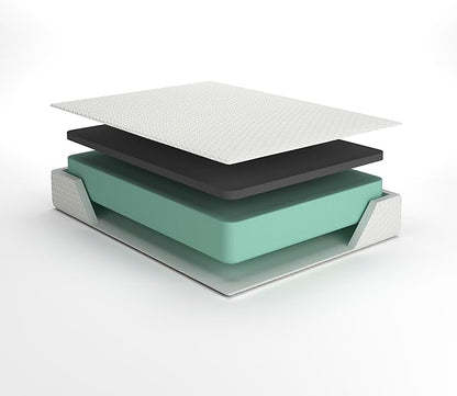 Signature Design by Ashley Queen Size 8 Inch Medium Firm Charcoal Gel & Green Tea Infused Memory Foam Mattress for Pressure Relief, Fiberglass Free, Mattress In A Box