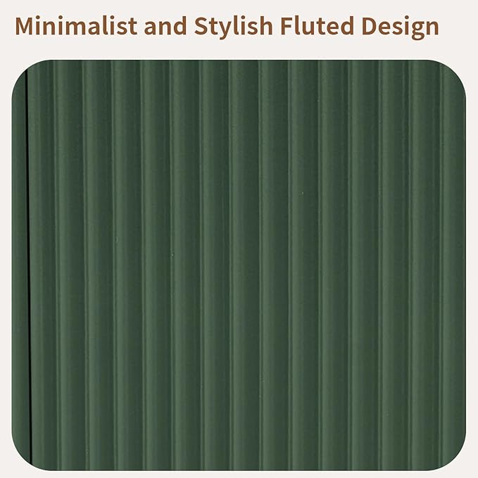 LKTART 64" Buffet Cabinet with Storage, Modern Fluted Accent Sideboard Media Console Credenza with Adjustable Shelves Pressed Spring for Kitchen Living Room,31.5" H (Green)