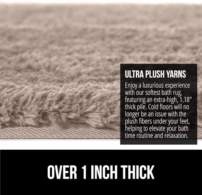 GORILLA GRIP Bathroom Rugs, Ultra Soft Absorbent Mat, Thick Plush Bath Rug, Machine Washable, Microfiber Quick Dry, Mats for Shower, Bathtub and Floor, Home Decor Accessories, 24x17, Beige