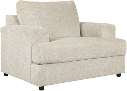 Signature Design by Ashley Soletren Contemporary Chenille Chair and a Half, Off-White