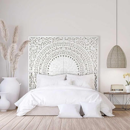 Queen Wood Headboard Rustic | Carved Full Head Board Only | Wooden Wall Art Full Size Bed | Wall Mount Decor King or Queen | Bed Headboard Panels