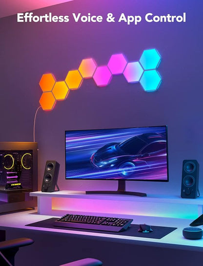 Govee Glide Hexa Light Panels, RGBIC Hexagon LED Wall Lights, Wi-Fi Smart Home Creative Wall Lights with Music Sync, Works with Alexa Google Assistant for Indoor Gaming Decor, 10 Pack