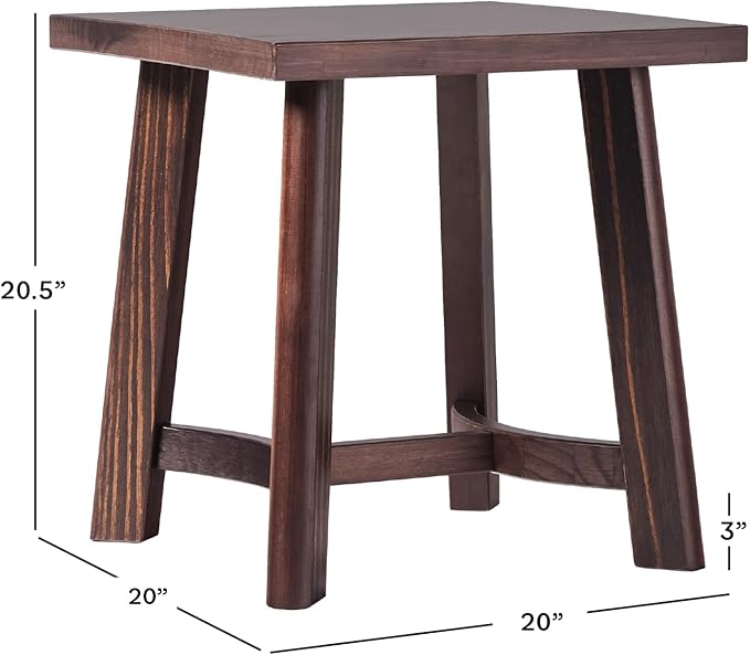 Walker Edison 2-Pack Colt Modern Farmhouse Solid Wood Square Side Tables, 18 Inch, Espresso